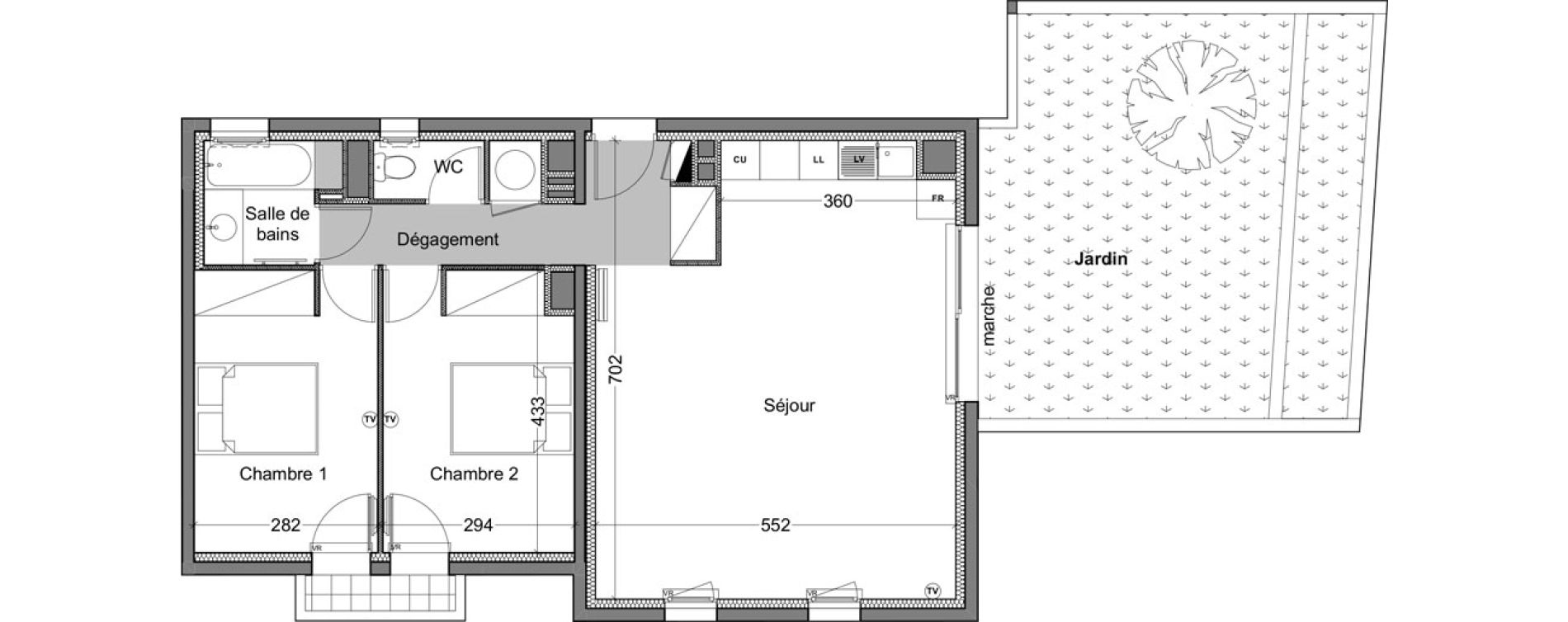 Appartement T3 de 71,80 m2 &agrave; Montpellier Les arceaux