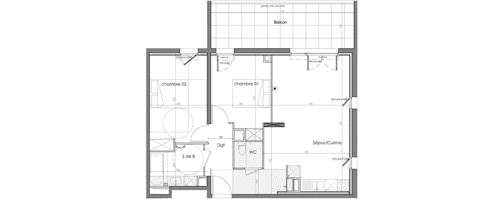 Appartement T3 de 63,31 m2 &agrave; Montpellier Pont trinquat