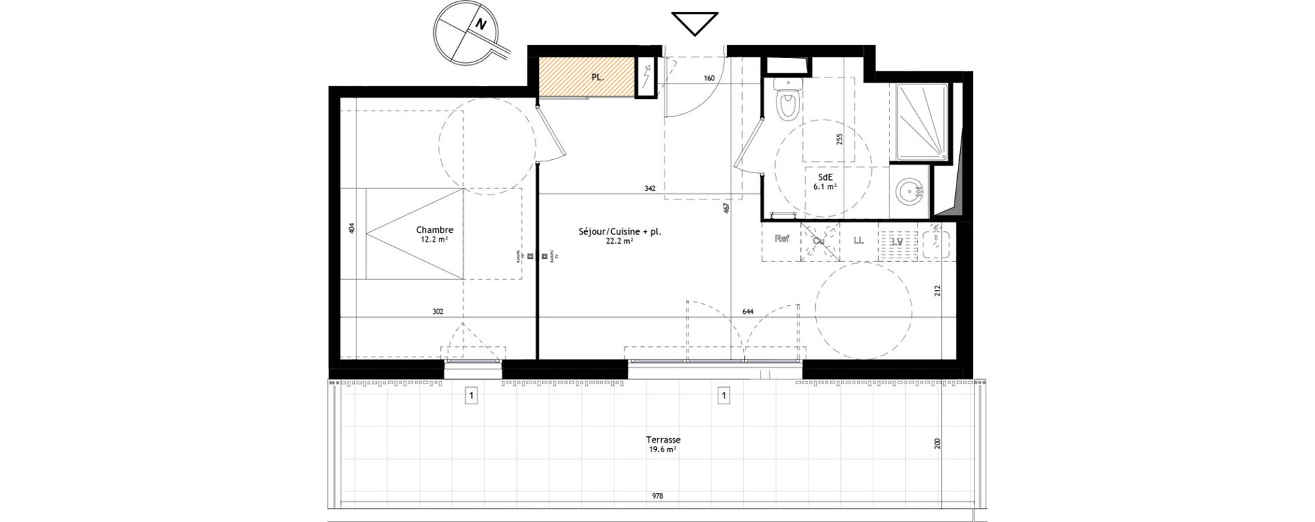 Appartement T2 de 40,50 m2 &agrave; Montpellier Tournezy