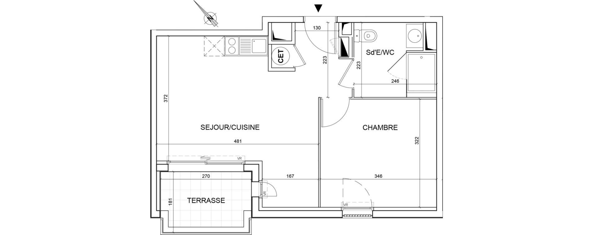 Appartement T2 de 38,20 m2 &agrave; Montpellier Alco