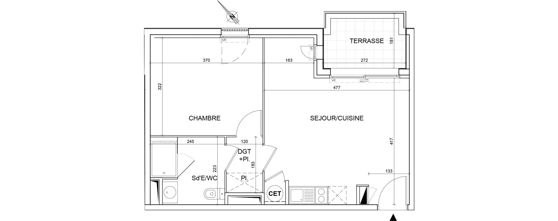Appartement T2 de 40,85 m2 &agrave; Montpellier Alco