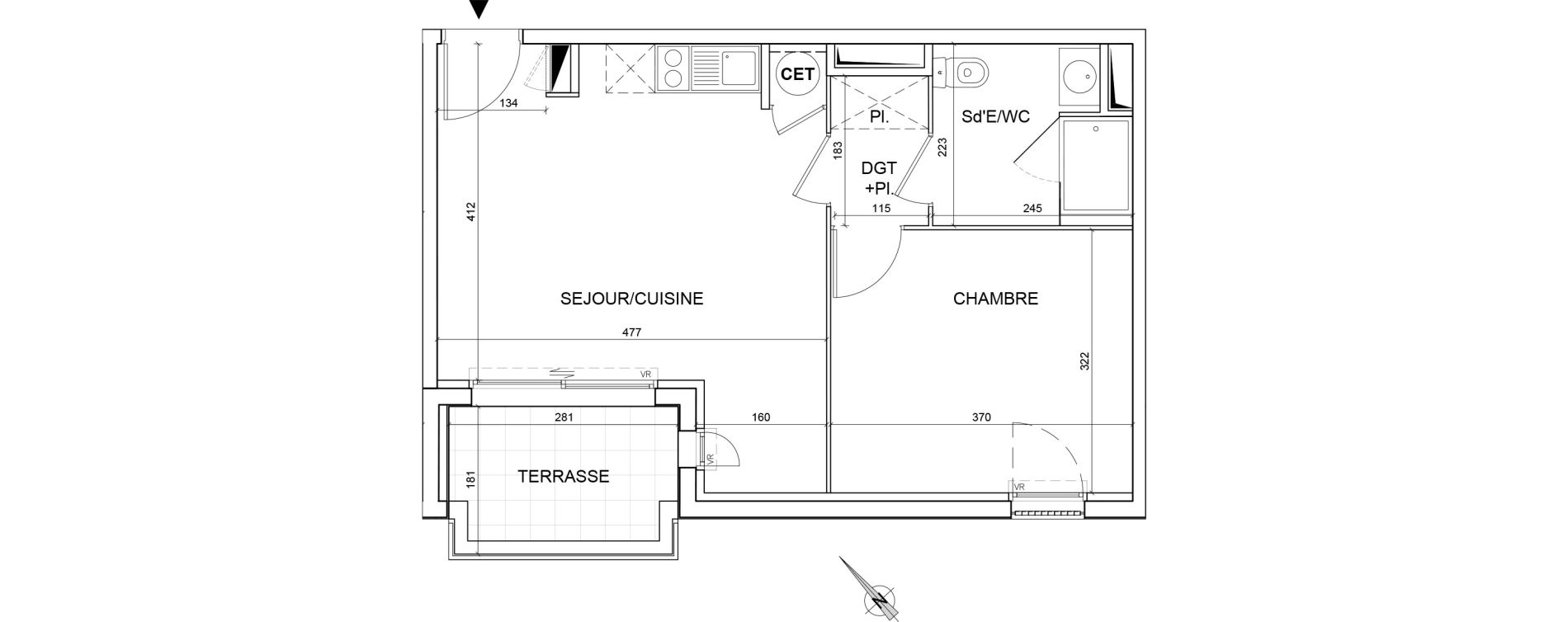 Appartement T2 de 40,50 m2 &agrave; Montpellier Alco