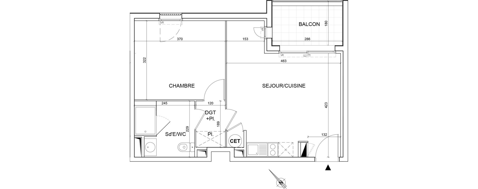 Appartement T2 de 40,40 m2 &agrave; Montpellier Alco