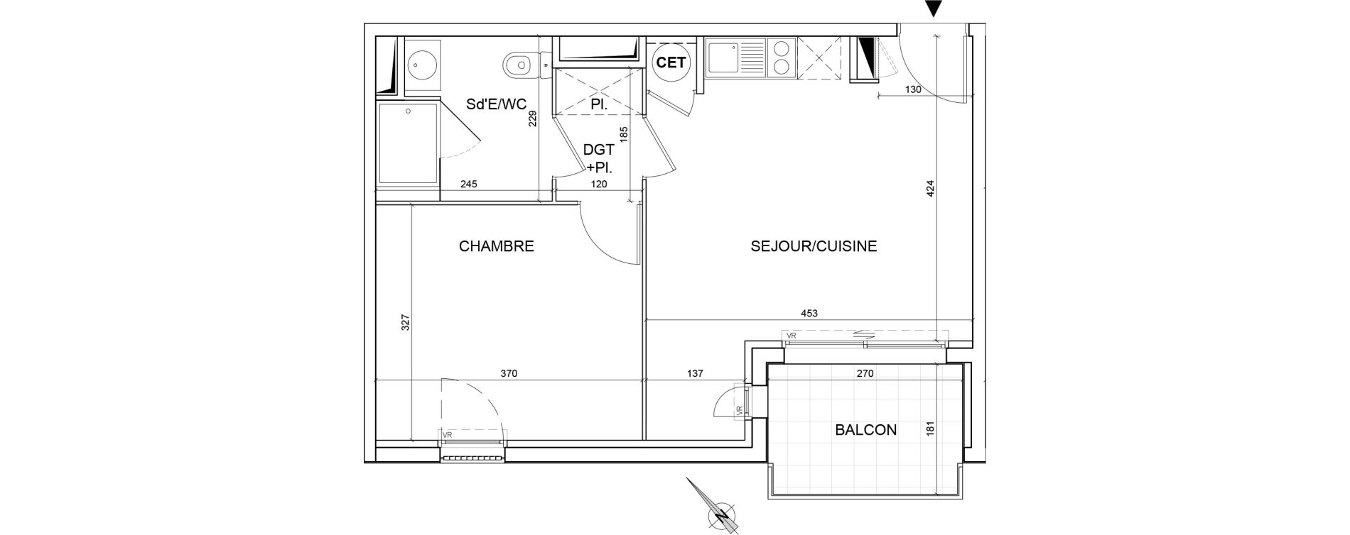 Appartement T2 de 40,20 m2 &agrave; Montpellier Alco