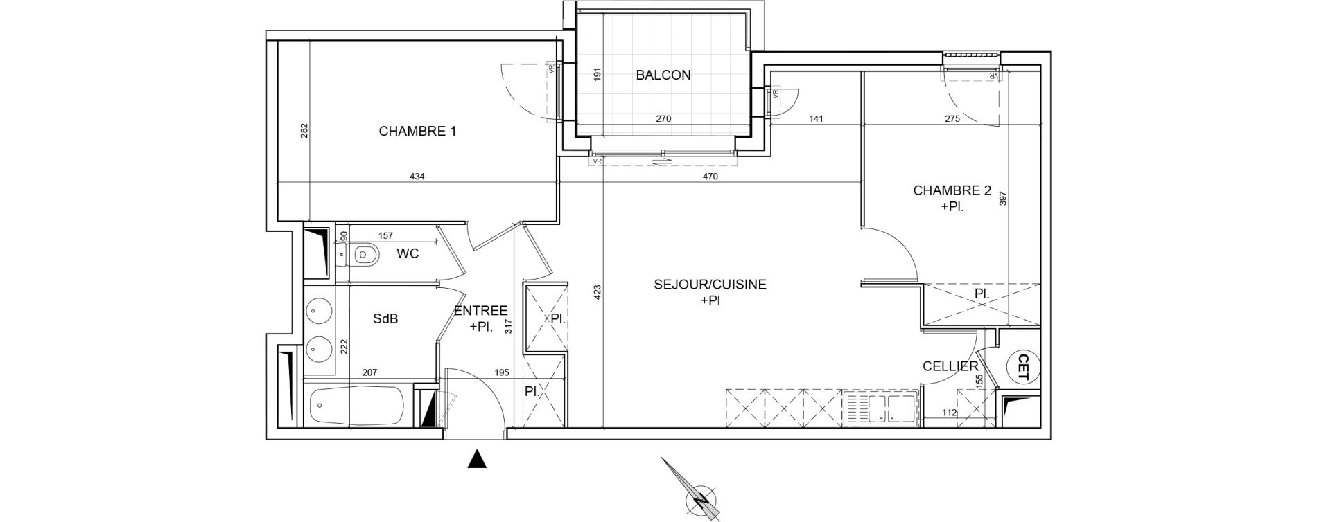 Appartement T3 de 60,20 m2 &agrave; Montpellier Alco