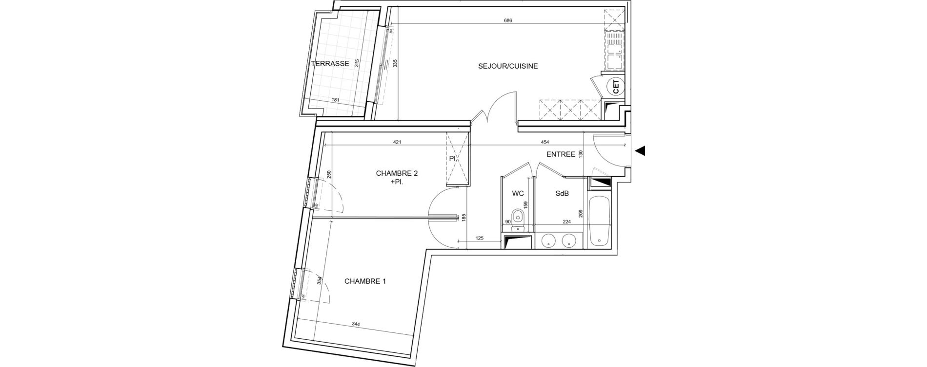 Appartement T3 de 62,20 m2 &agrave; Montpellier Alco