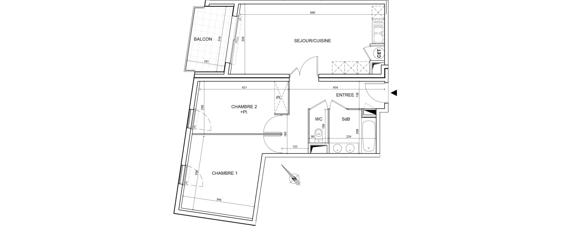 Appartement T3 de 62,20 m2 &agrave; Montpellier Alco