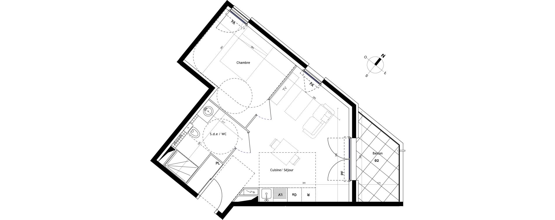 Appartement T2 de 42,10 m2 &agrave; Montpellier Croix d argent