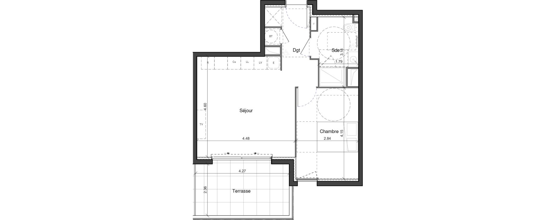 Appartement T2 de 43,60 m2 &agrave; Montpellier P&egrave;re soulas