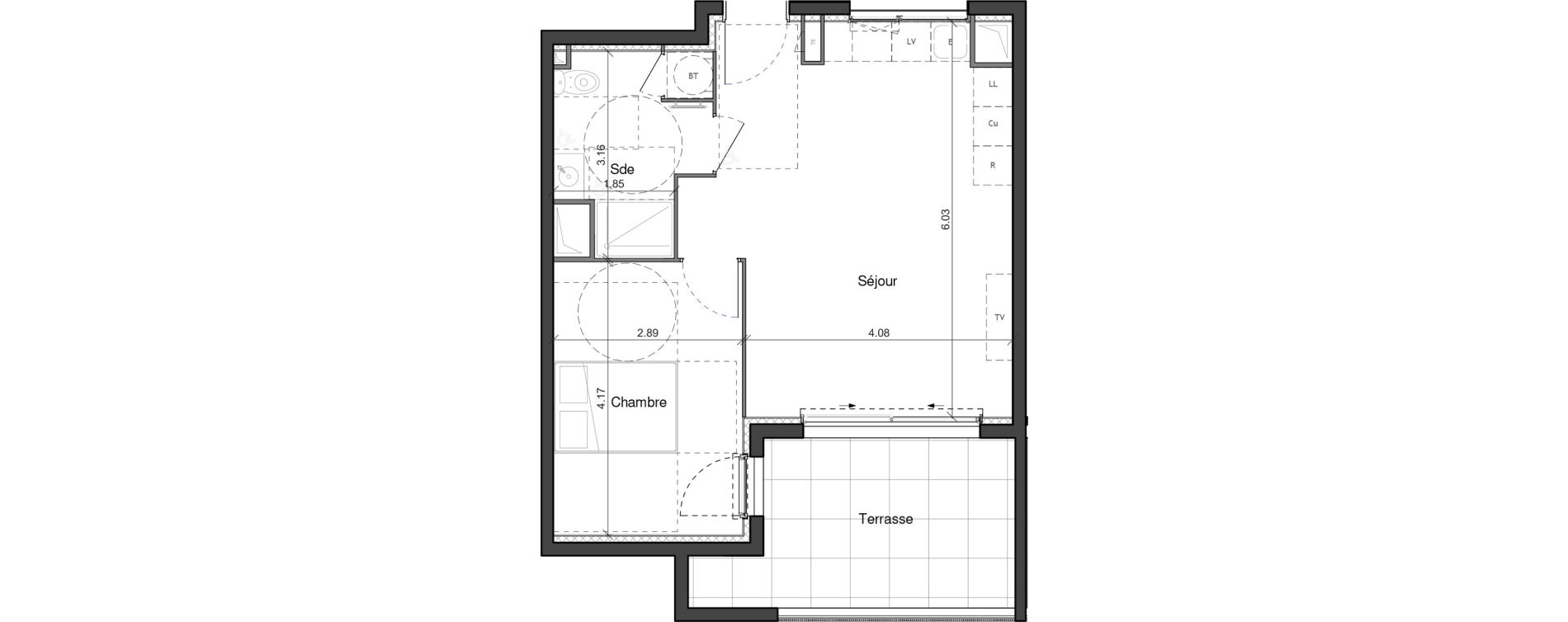 Appartement T2 de 44,60 m2 &agrave; Montpellier P&egrave;re soulas