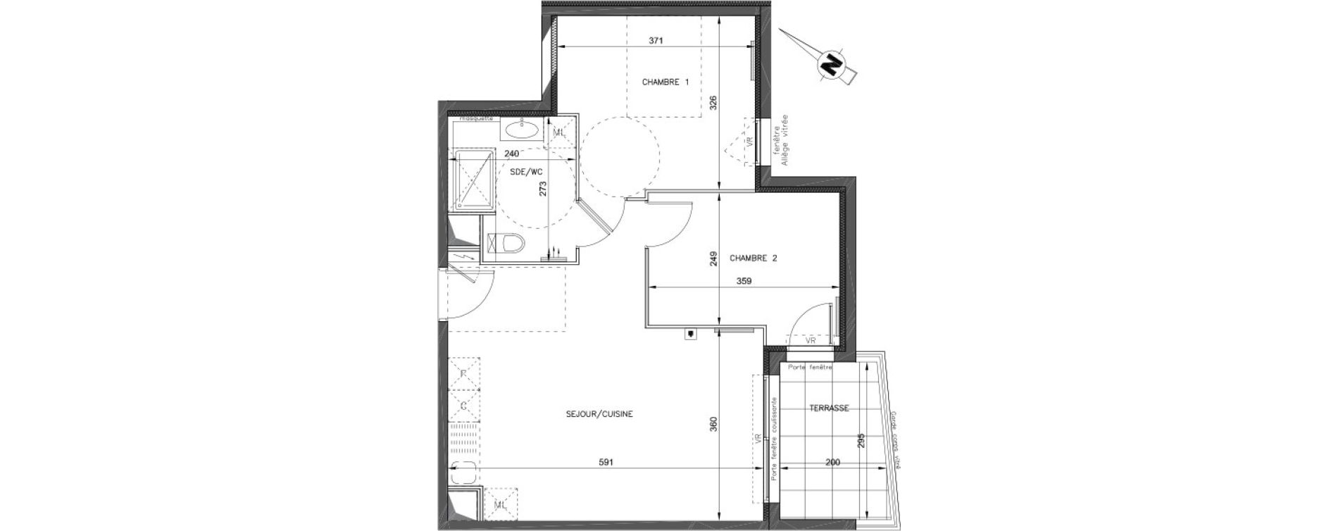 Appartement T3 de 53,87 m2 &agrave; Montpellier Croix d argent