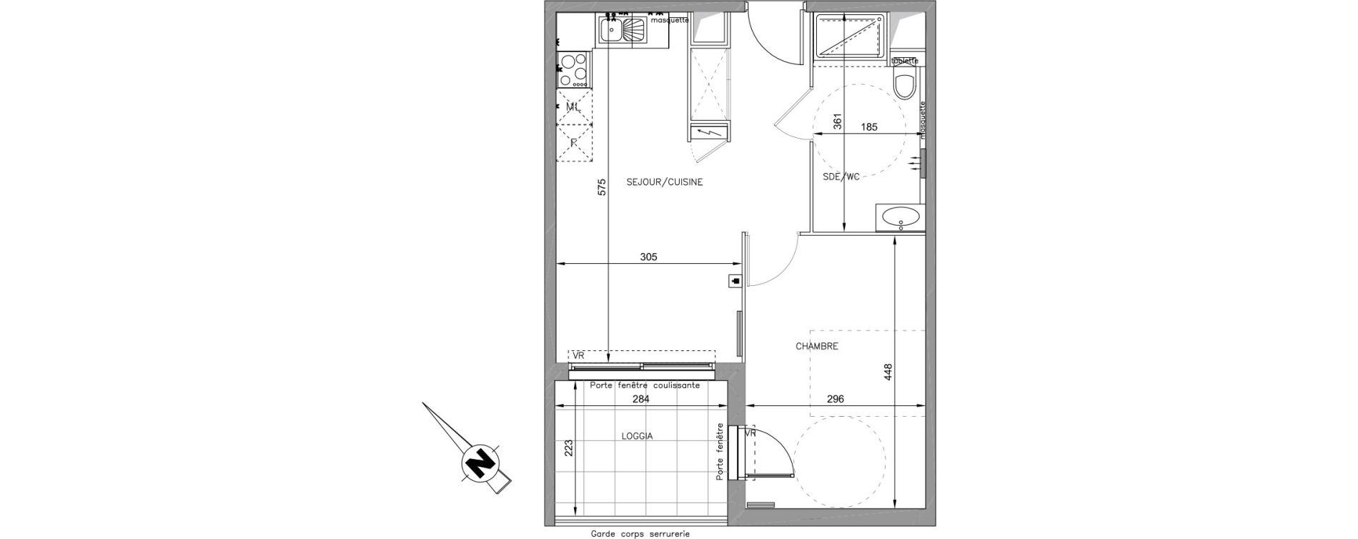 Appartement T2 de 40,33 m2 &agrave; Montpellier Croix d argent