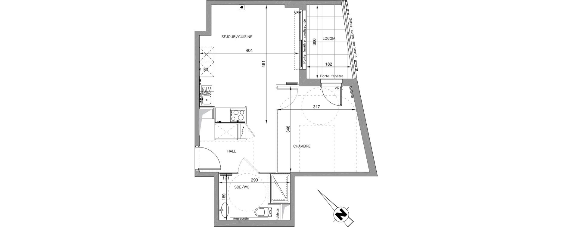 Appartement T2 de 39,03 m2 &agrave; Montpellier Croix d argent