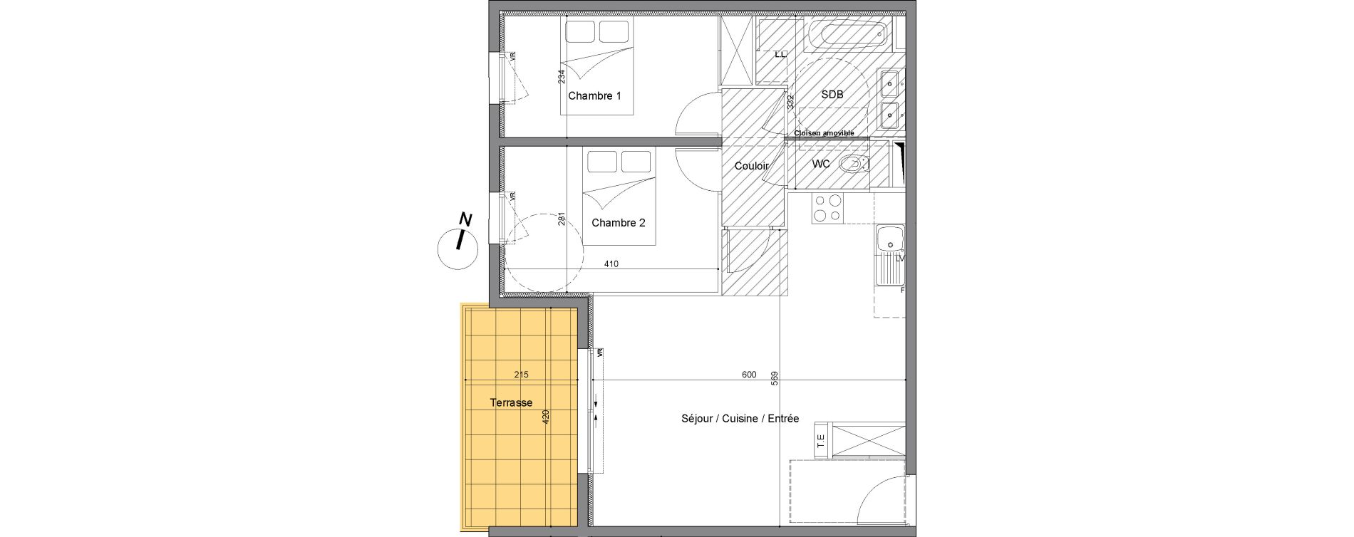 Appartement T3 de 64,75 m2 &agrave; Montpellier Croix d argent