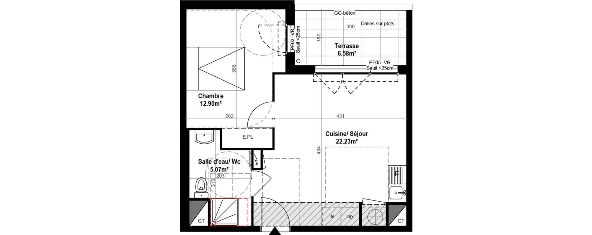 Appartement T2 de 40,20 m2 &agrave; Montpellier Celleneuve