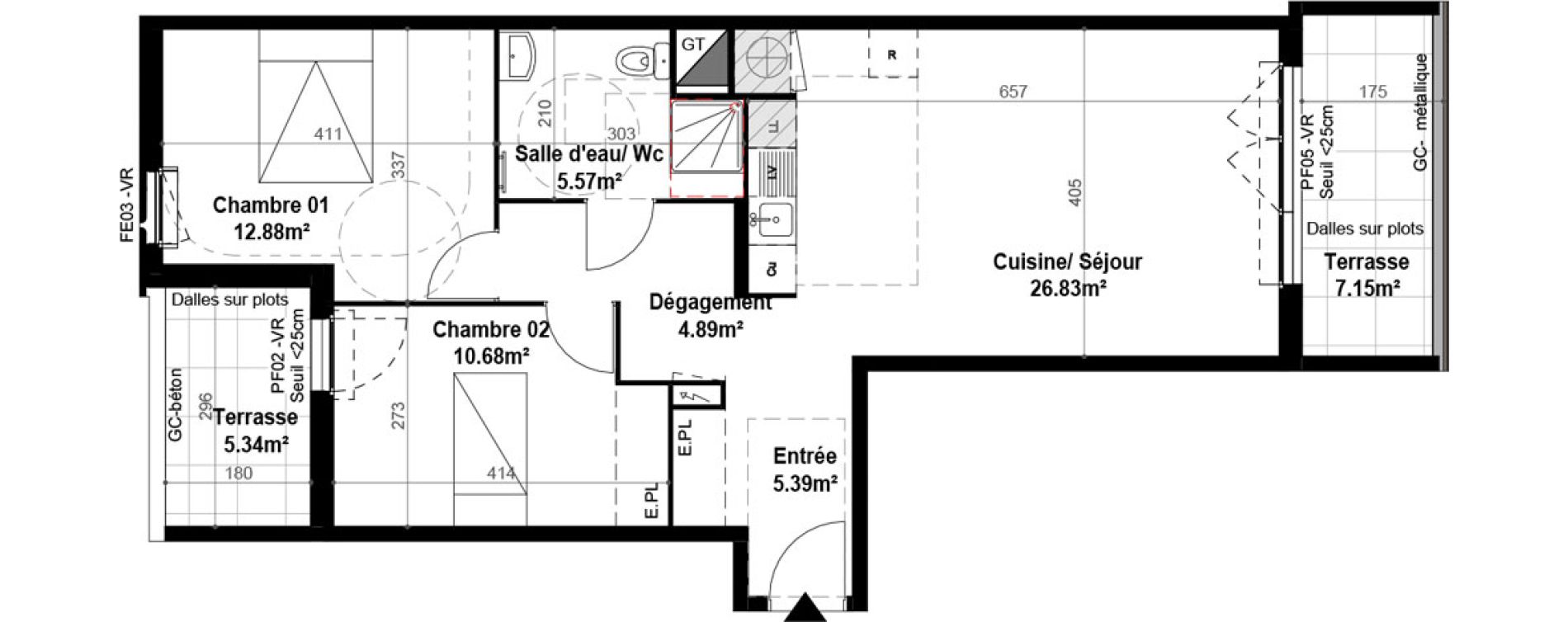 Appartement T3 de 66,24 m2 &agrave; Montpellier Celleneuve