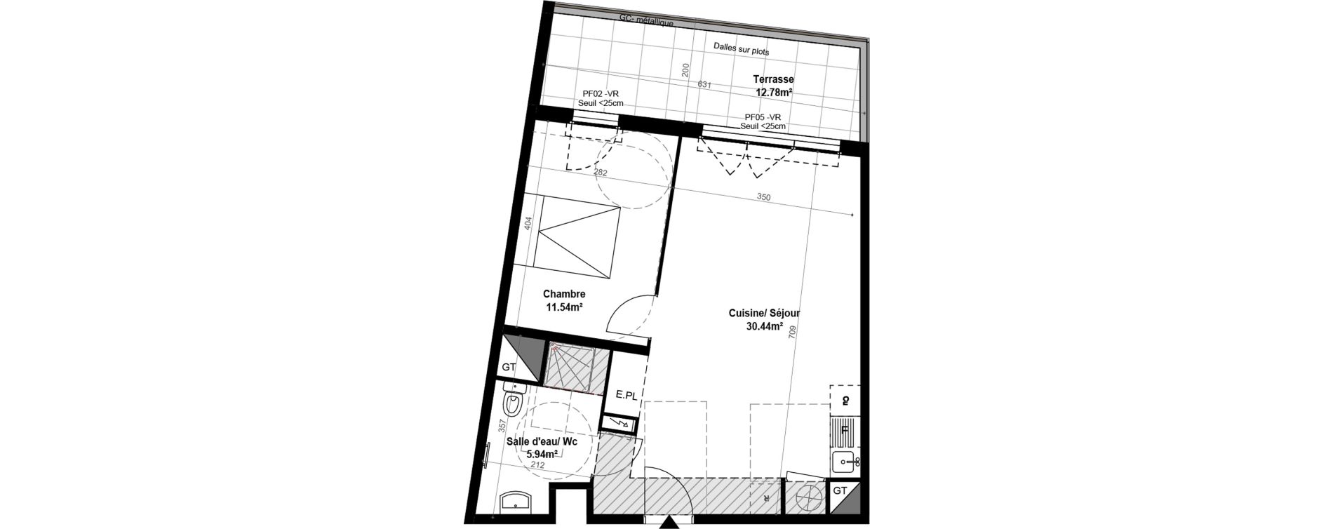 Appartement T2 de 47,92 m2 &agrave; Montpellier Celleneuve