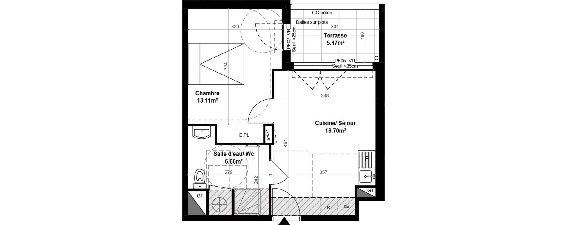 Appartement T2 de 36,47 m2 &agrave; Montpellier Celleneuve