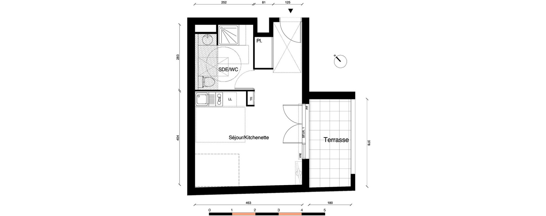 Appartement T1 de 31,09 m2 &agrave; Montpellier Les aiguerelles