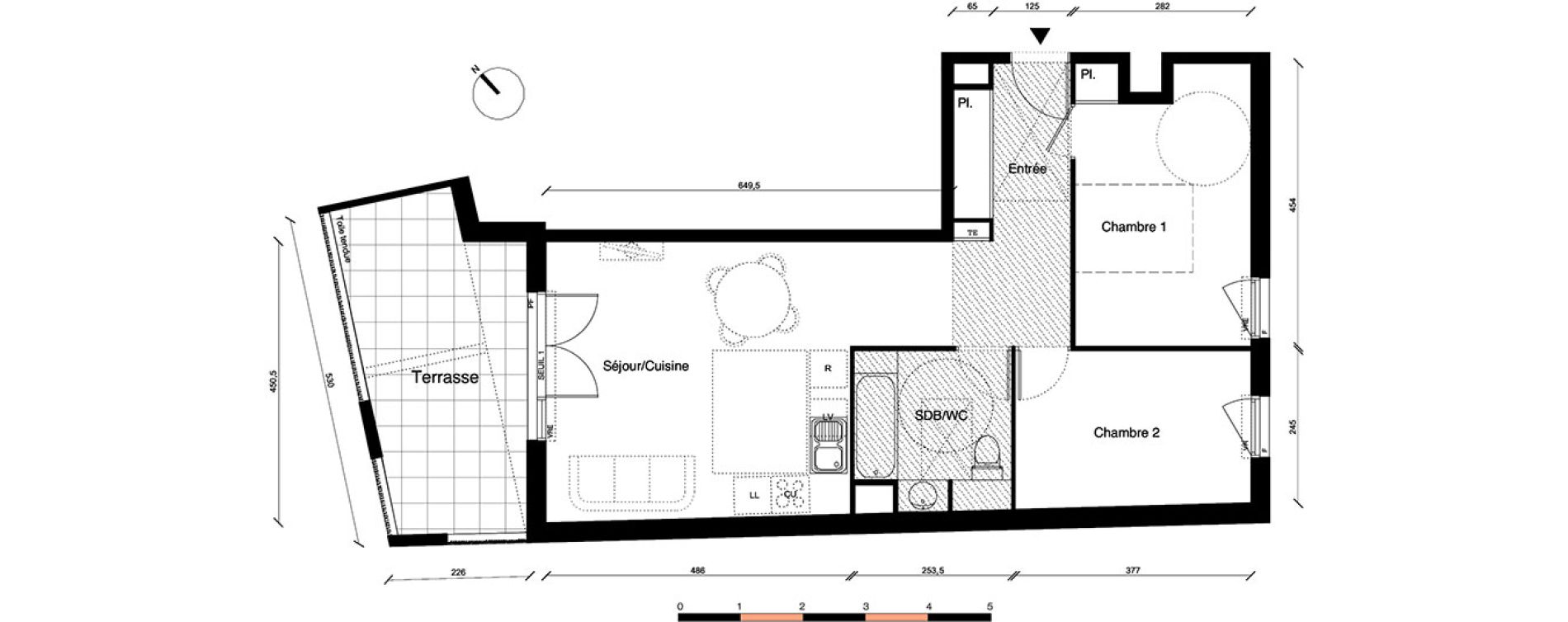 Appartement T3 de 60,31 m2 &agrave; Montpellier Les aiguerelles