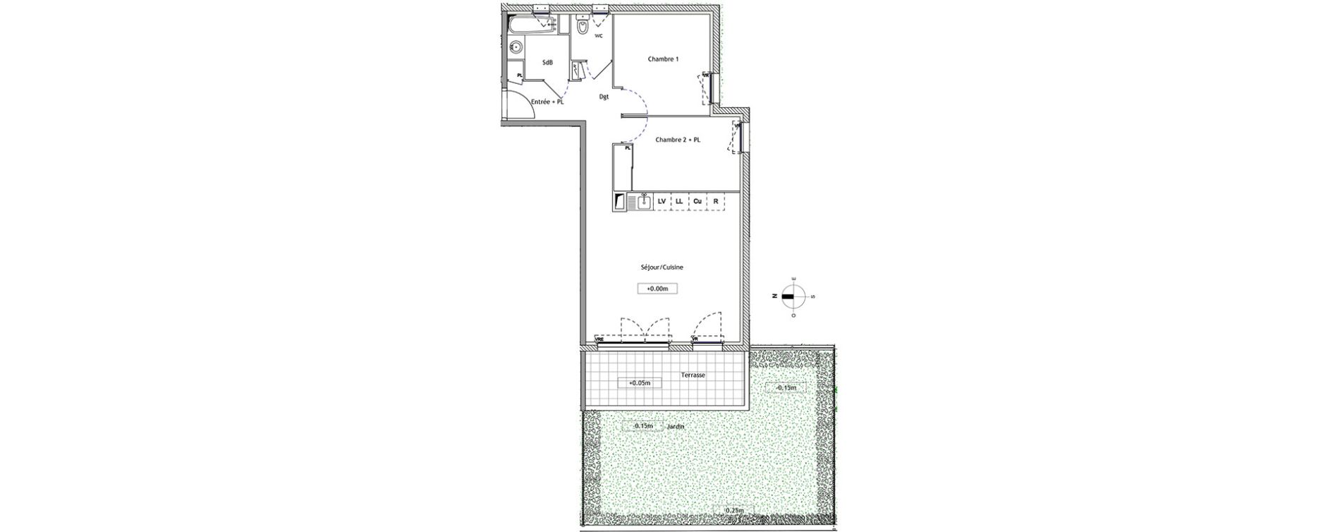 Appartement T3 de 61,60 m2 &agrave; Montpellier Croix d argent