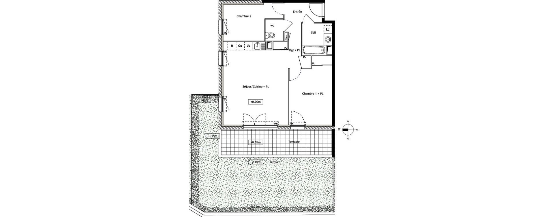 Appartement T3 de 64,60 m2 &agrave; Montpellier Croix d argent