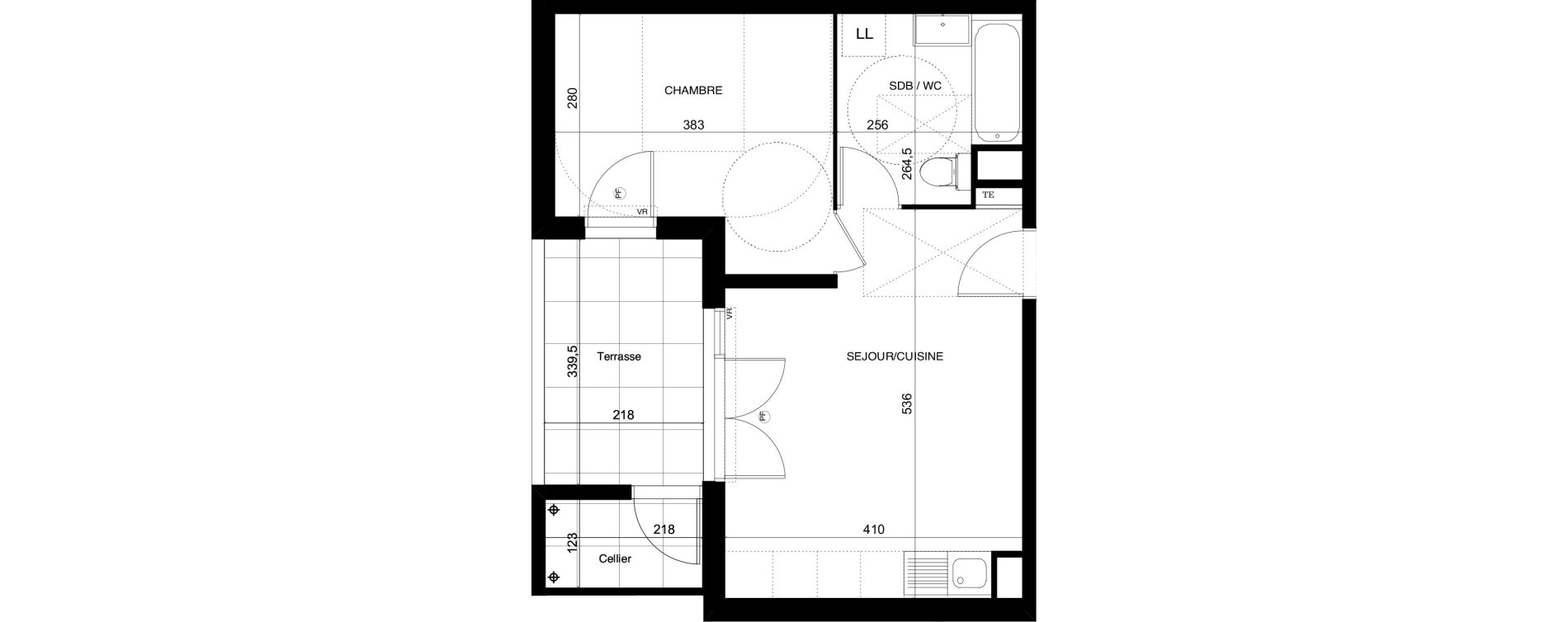 Appartement T2 de 38,13 m2 &agrave; Montpellier Les cevennes