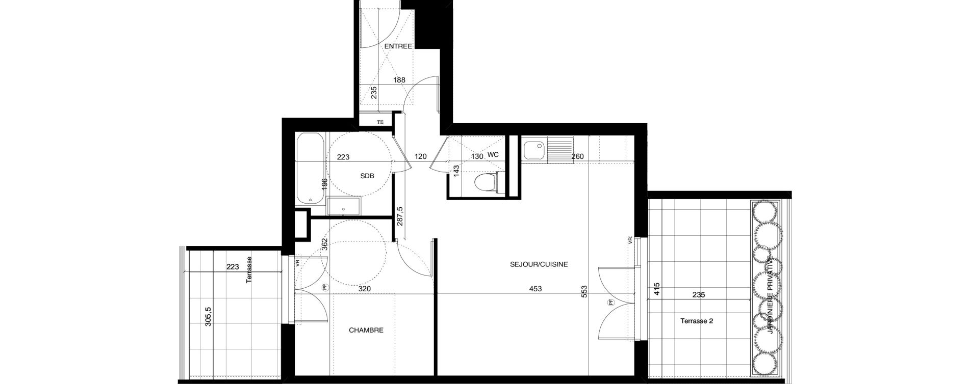 Appartement T2 de 46,29 m2 &agrave; Montpellier Les cevennes