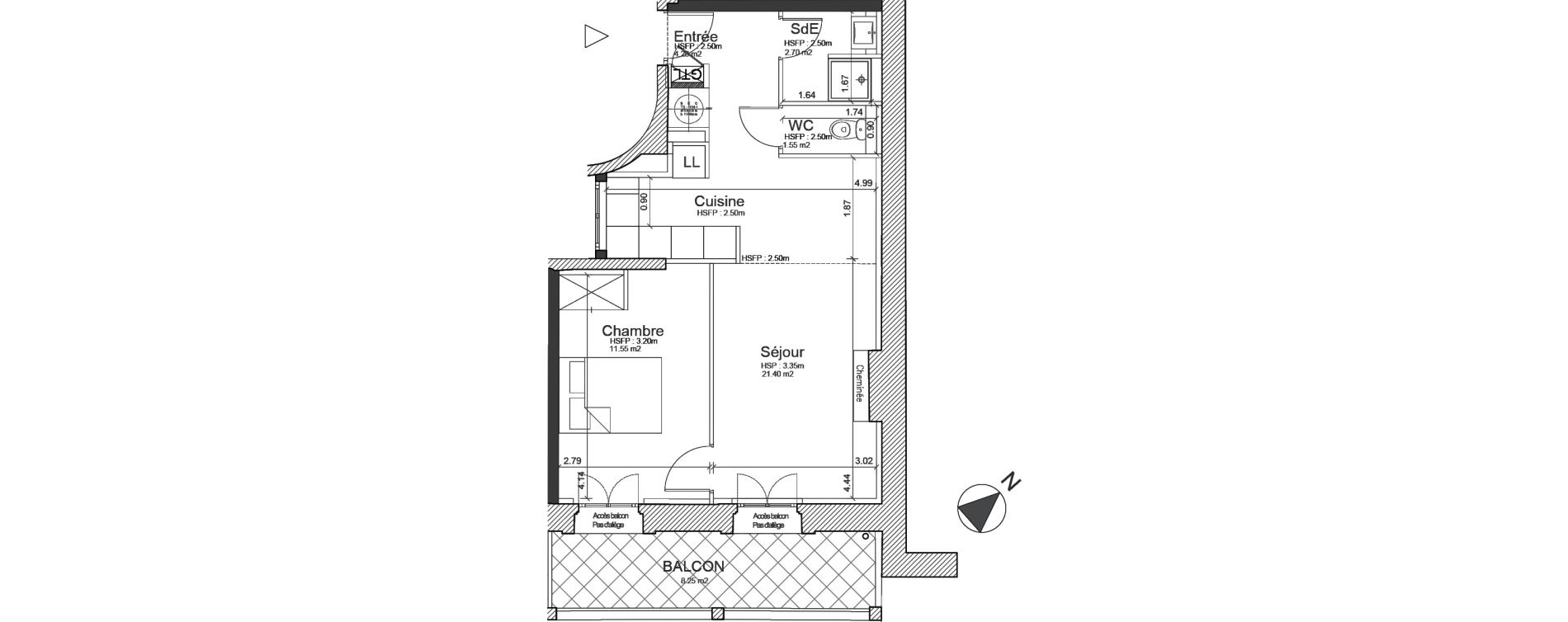 Appartement T2 de 41,40 m2 &agrave; Montpellier Montpellier gare