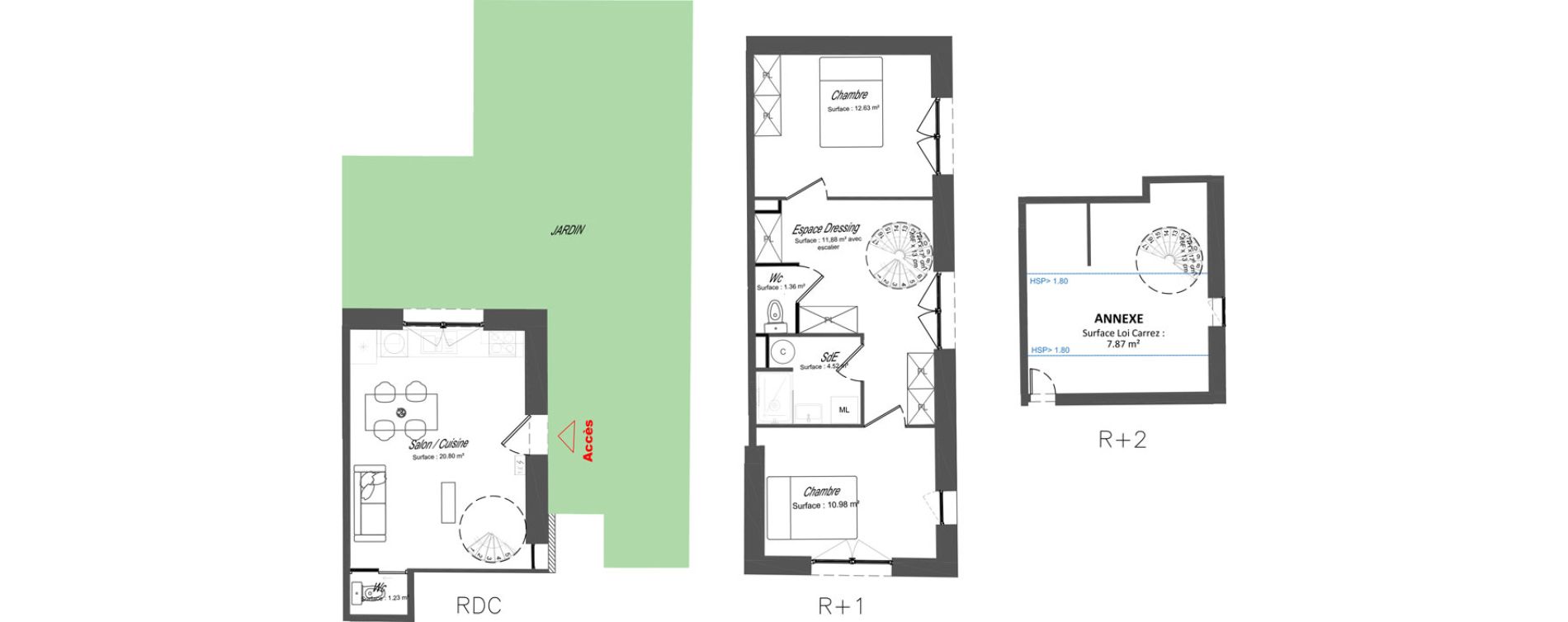 Triplex T3 de 63,40 m2 &agrave; Montpellier Alco