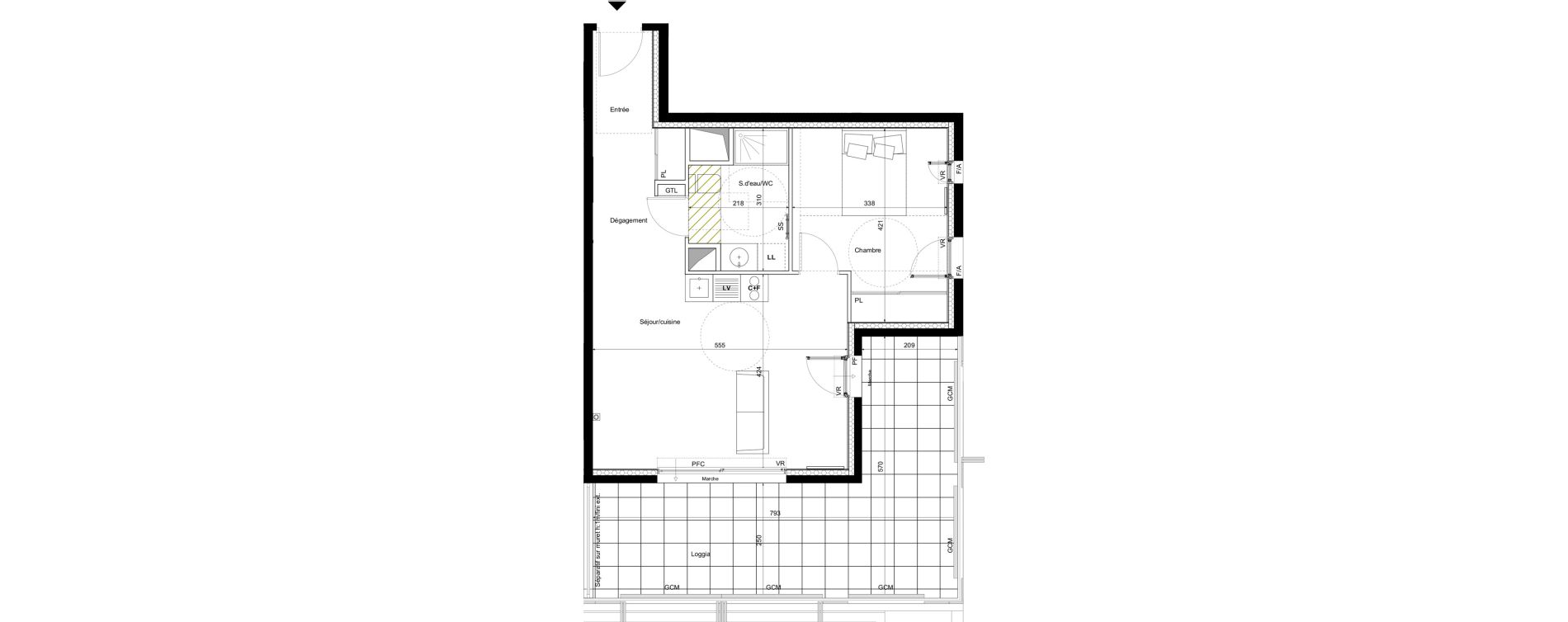 Appartement T2 de 50,10 m2 &agrave; Montpellier La restanque