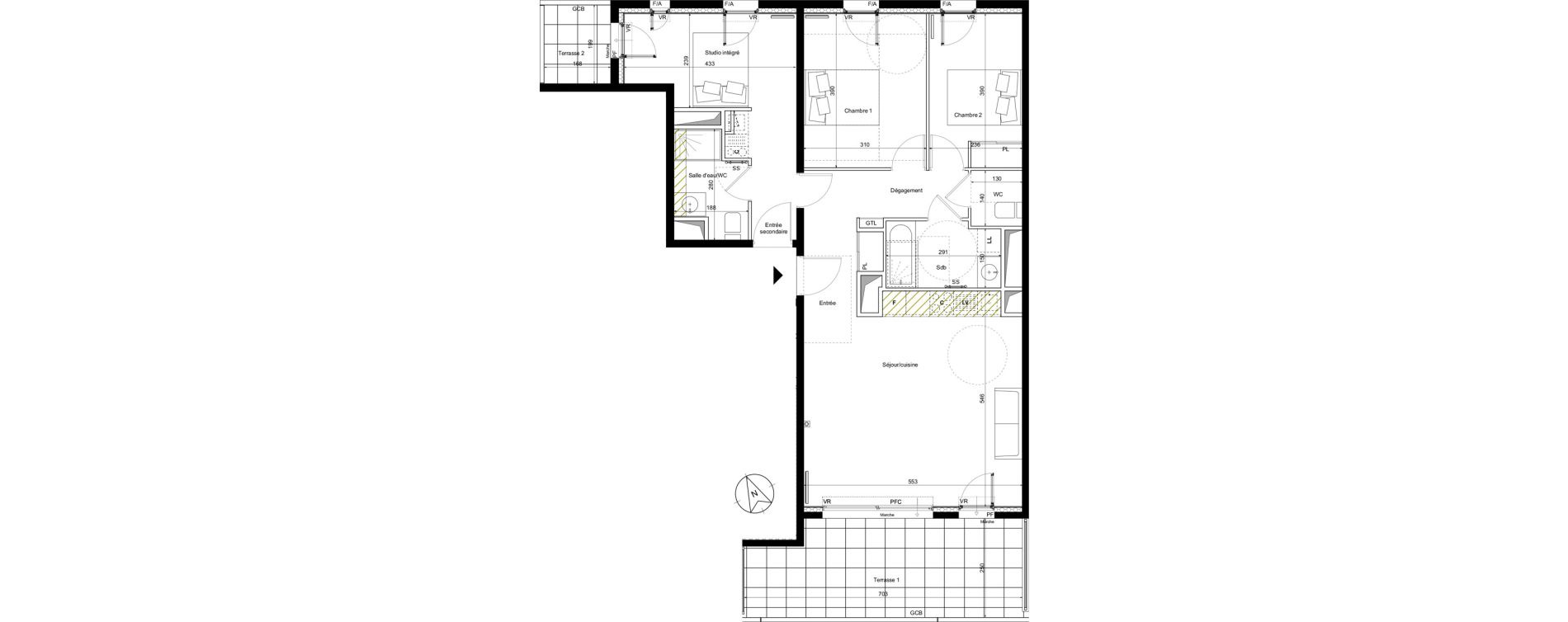Appartement T4 de 83,10 m2 &agrave; Montpellier La restanque
