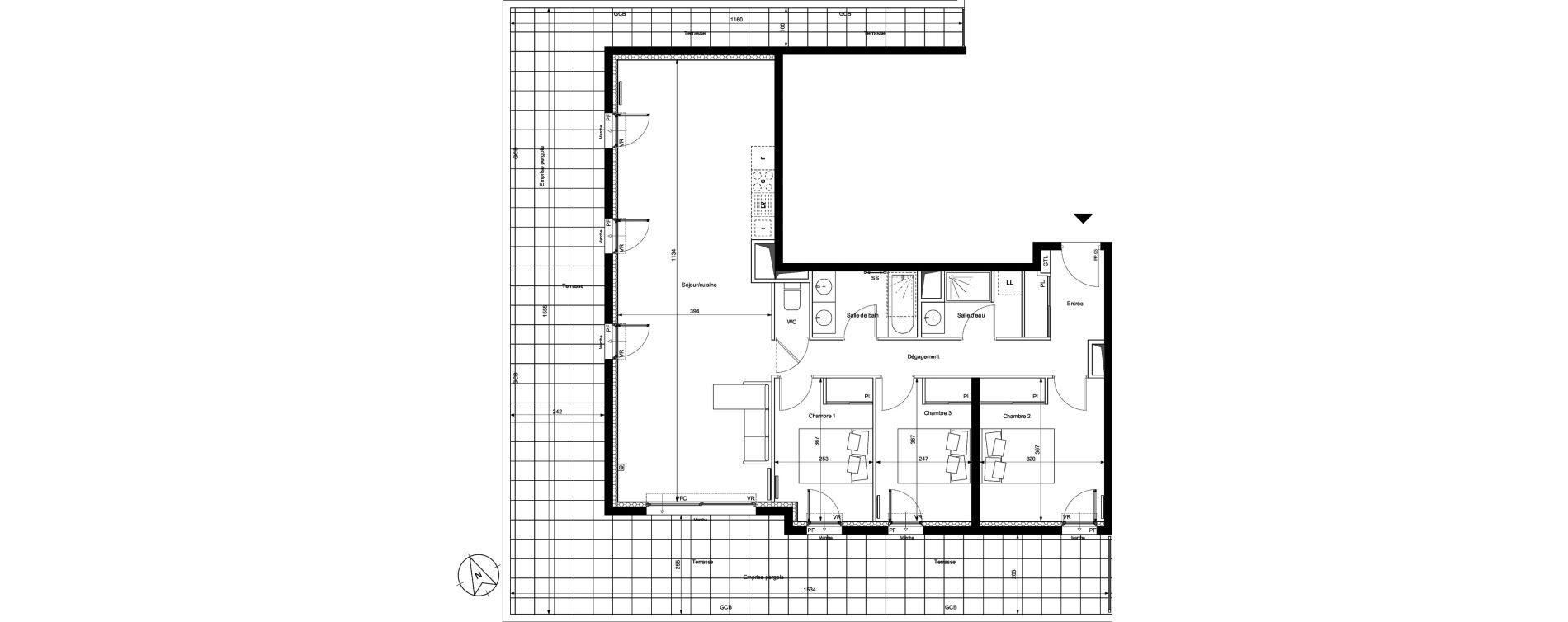 Appartement T4 de 95,30 m2 &agrave; Montpellier La restanque