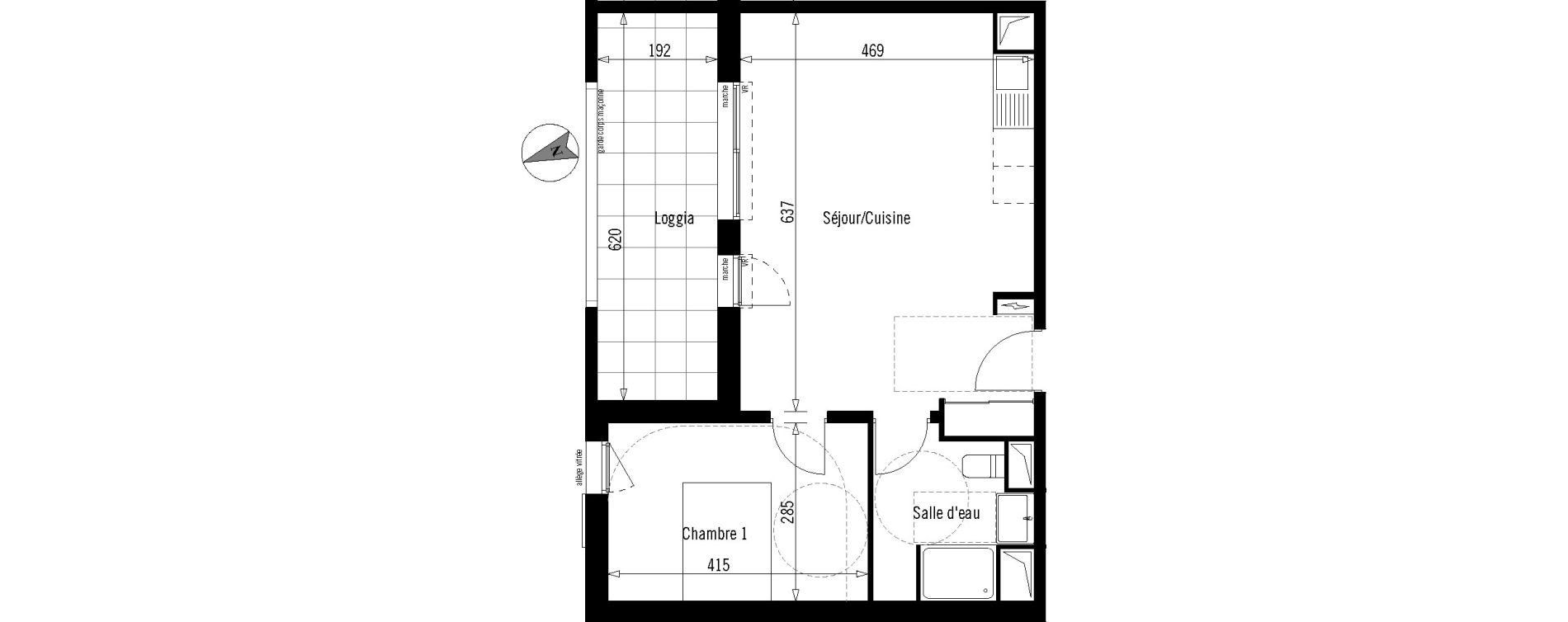 Appartement T2 de 47,60 m2 &agrave; Montpellier Ovalie
