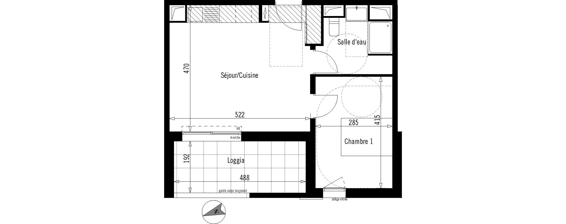 Appartement T2 de 42,20 m2 &agrave; Montpellier Ovalie