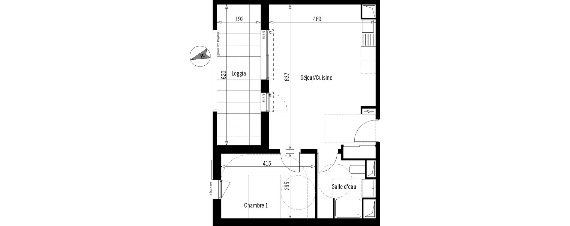 Appartement T2 de 47,55 m2 &agrave; Montpellier Ovalie