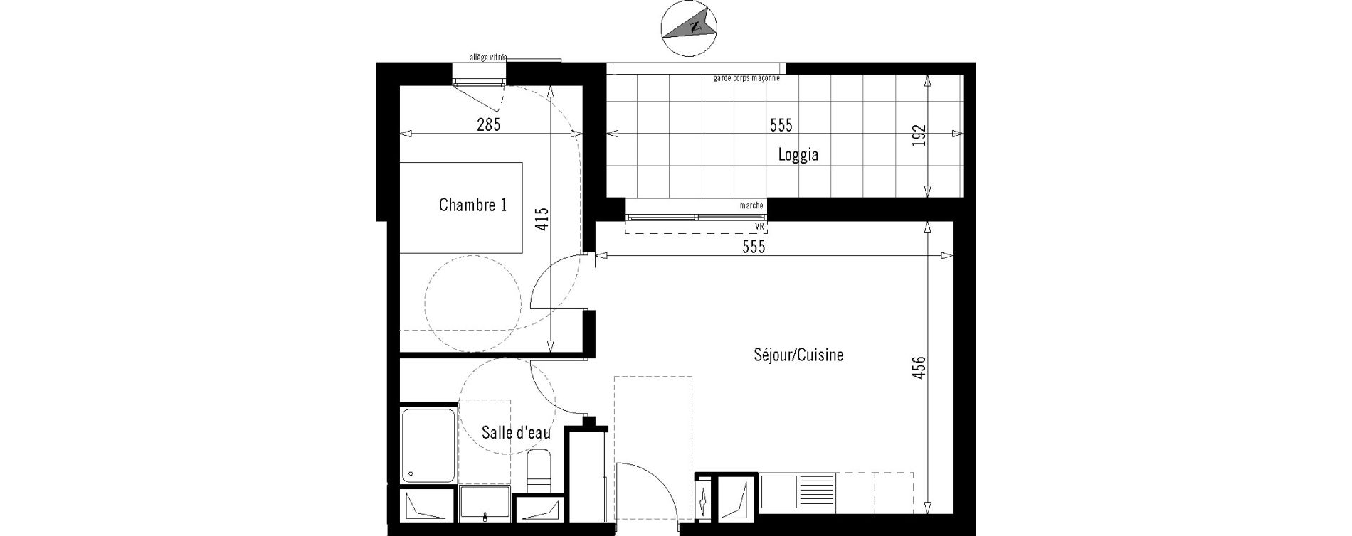 Appartement T2 de 43,25 m2 &agrave; Montpellier Ovalie