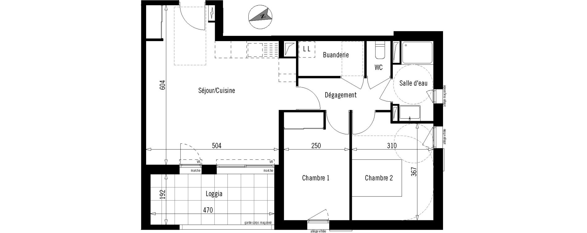 Appartement T3 de 63,65 m2 &agrave; Montpellier Ovalie