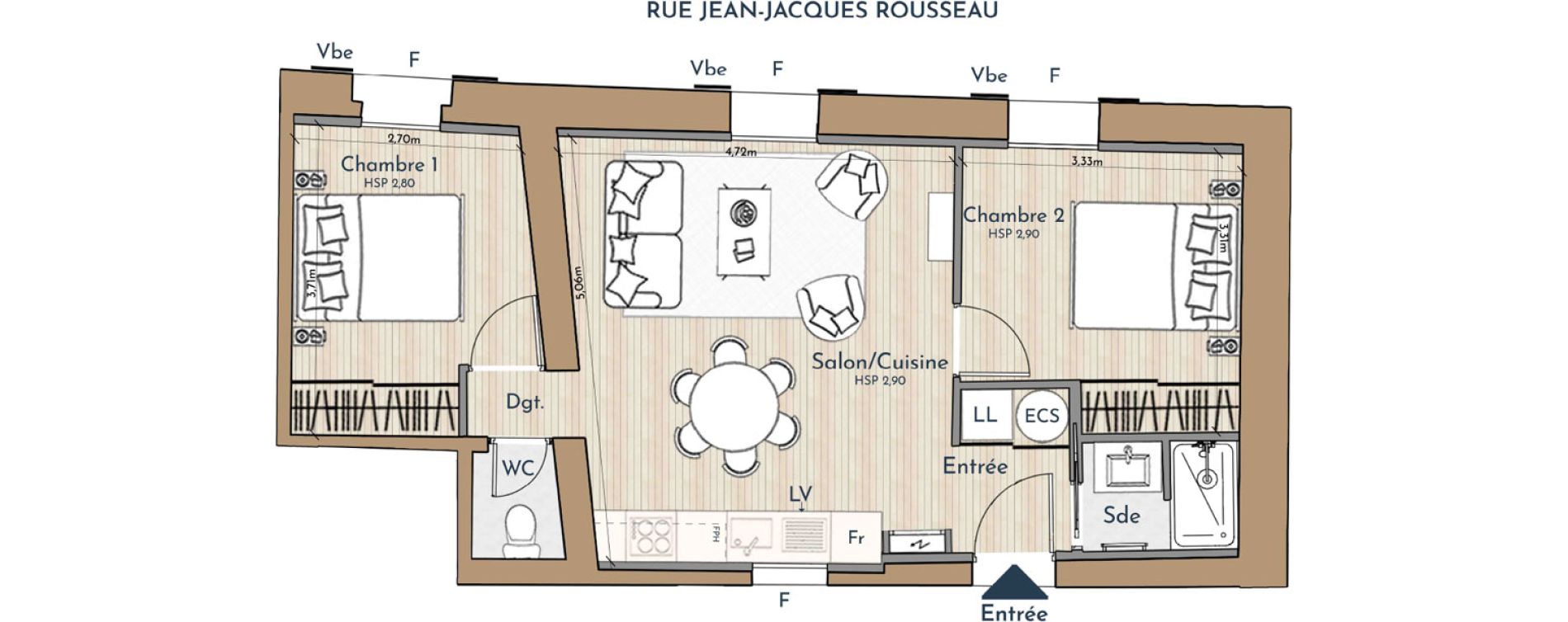 Appartement T3 de 49,67 m2 &agrave; Montpellier L ecusson