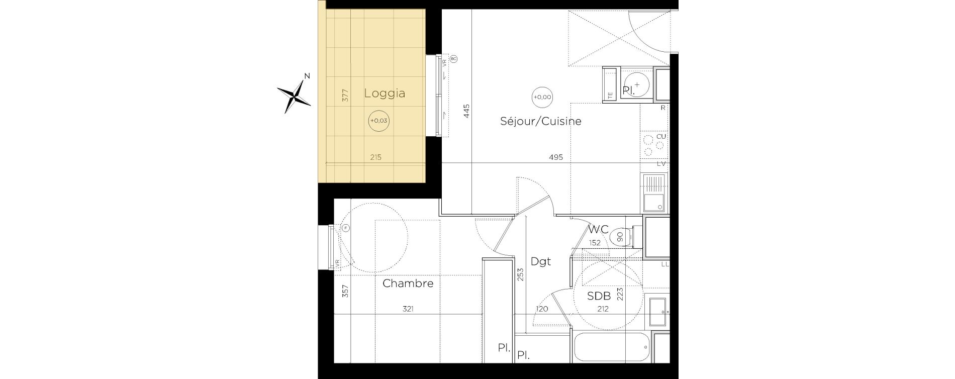 Appartement T2 de 44,09 m2 &agrave; Montpellier Les grisettes