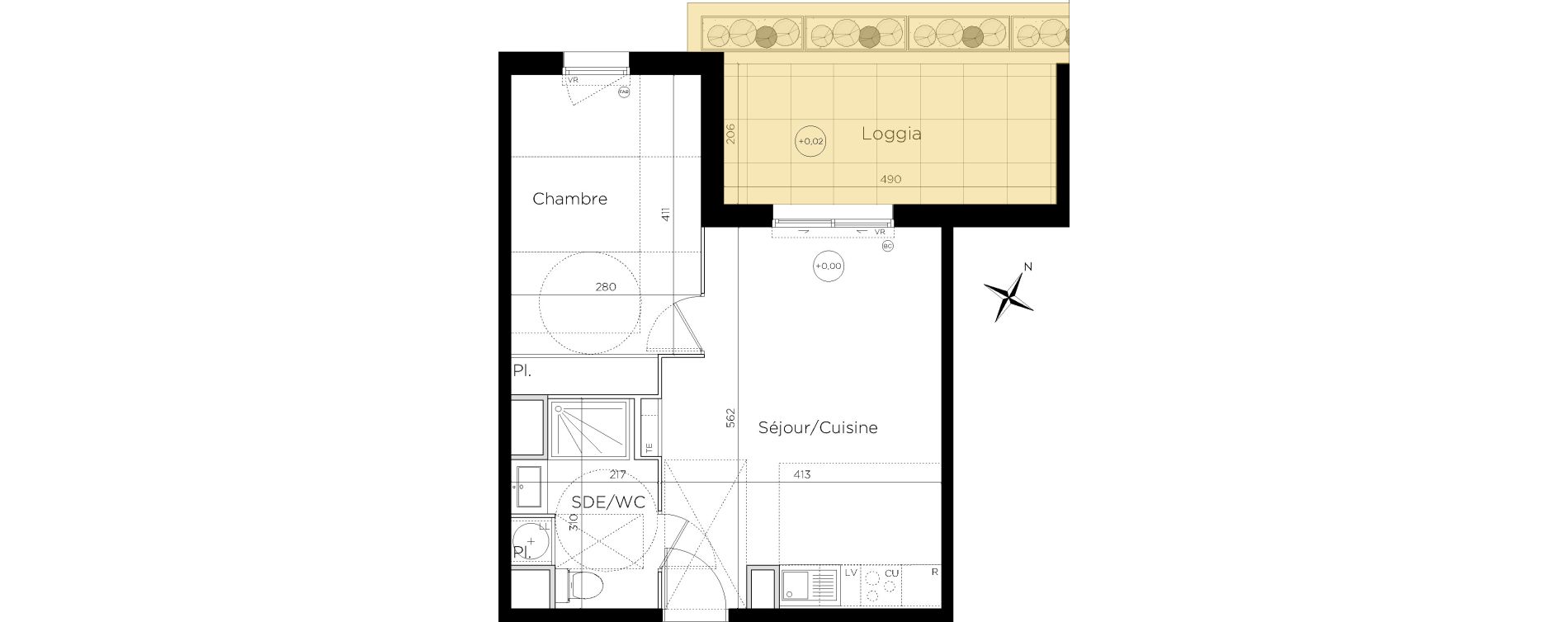 Appartement T2 de 39,97 m2 &agrave; Montpellier Les grisettes