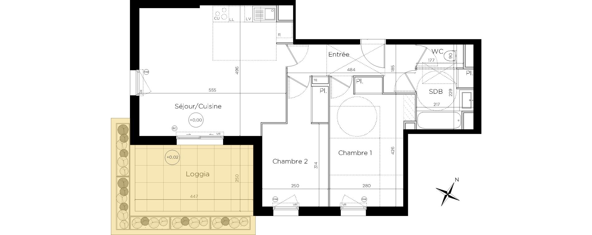 Appartement T3 de 63,50 m2 &agrave; Montpellier Les grisettes