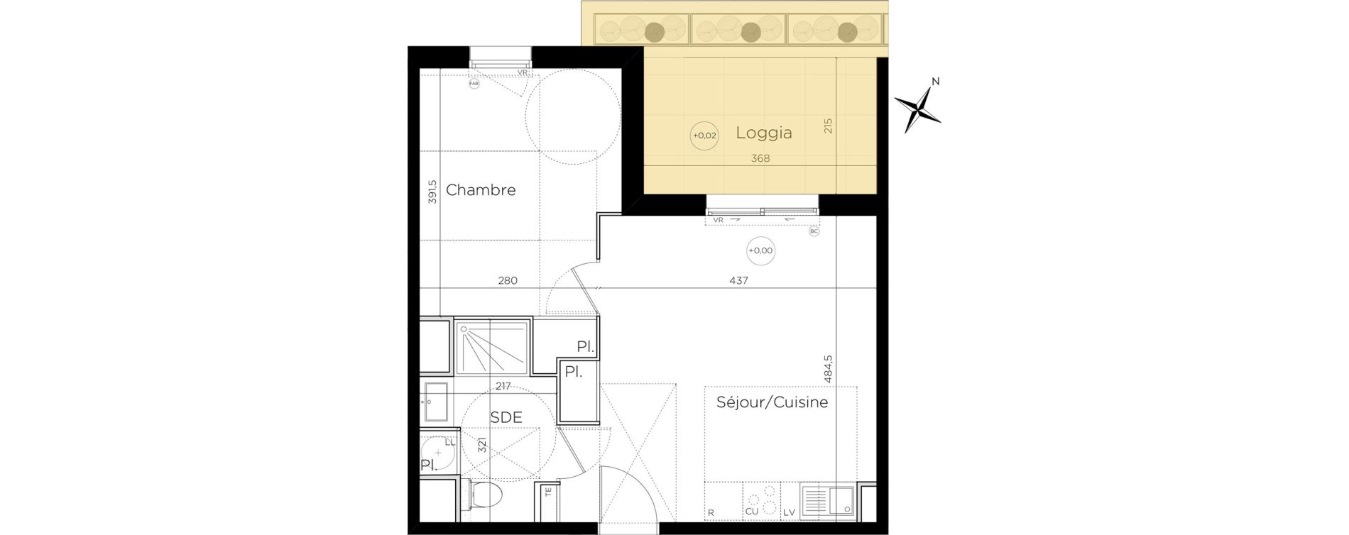 Appartement T2 de 40,51 m2 &agrave; Montpellier Les grisettes