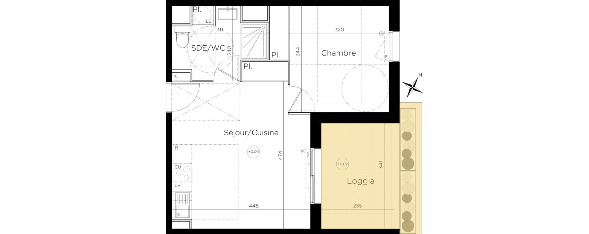Appartement T2 de 39,09 m2 &agrave; Montpellier Les grisettes