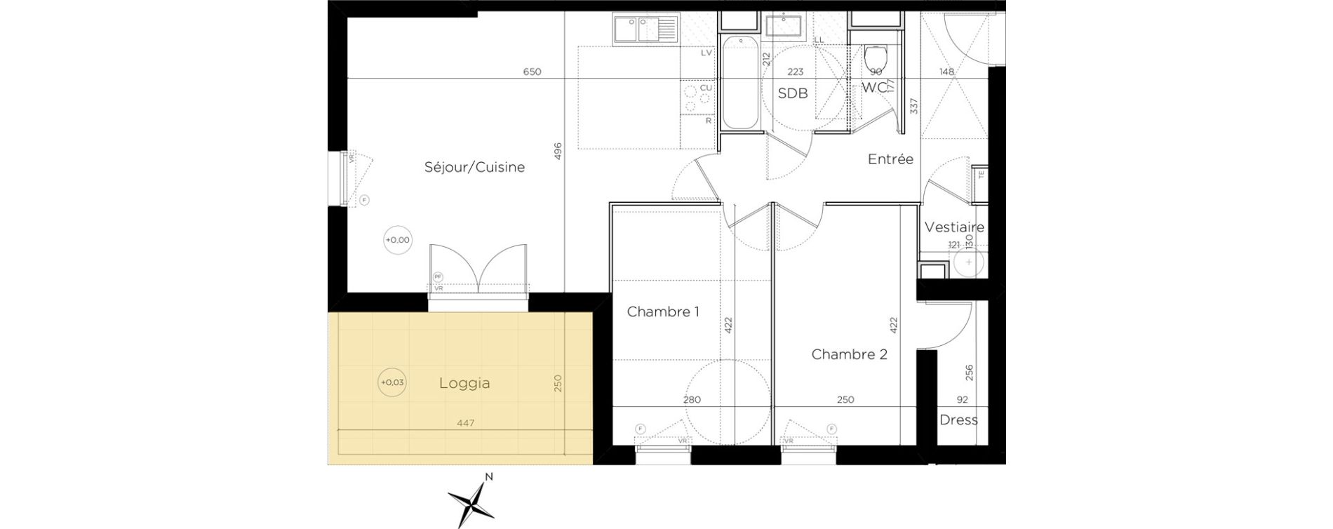 Appartement T3 de 69,91 m2 &agrave; Montpellier Les grisettes