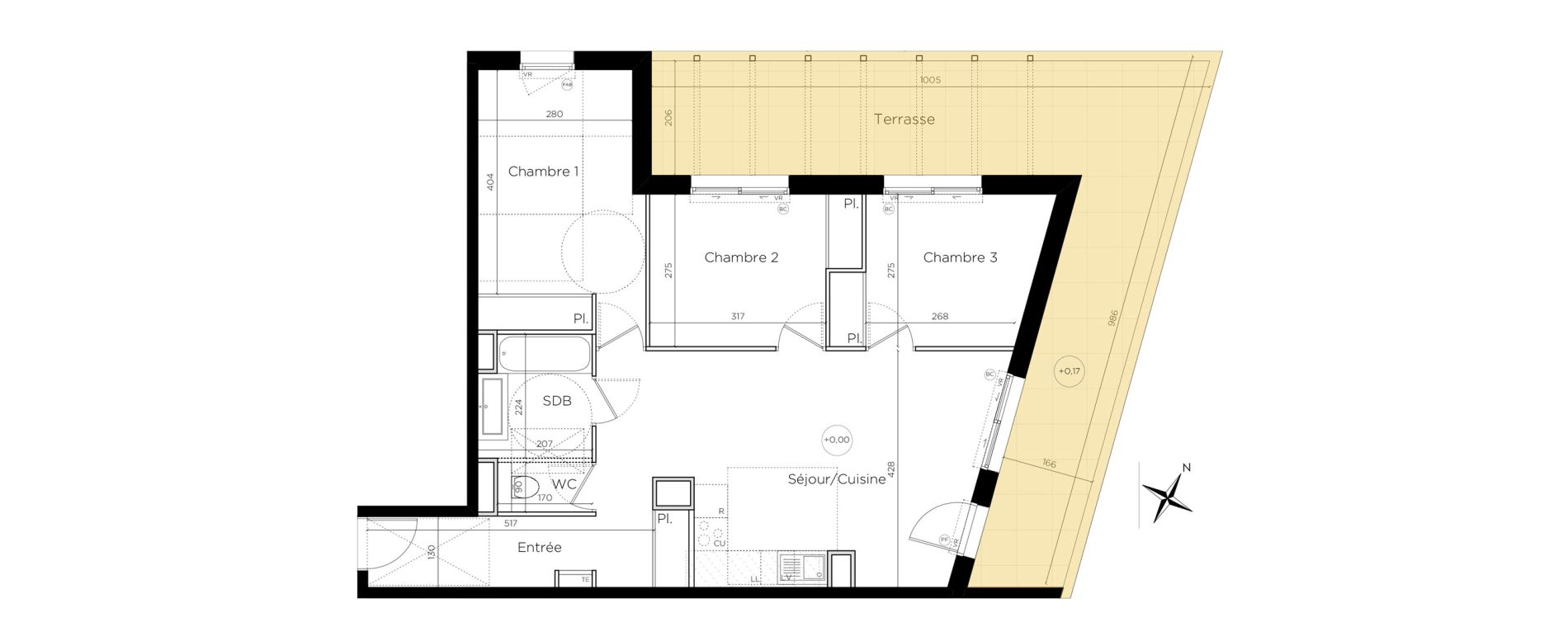 Appartement T4 de 72,58 m2 &agrave; Montpellier Les grisettes
