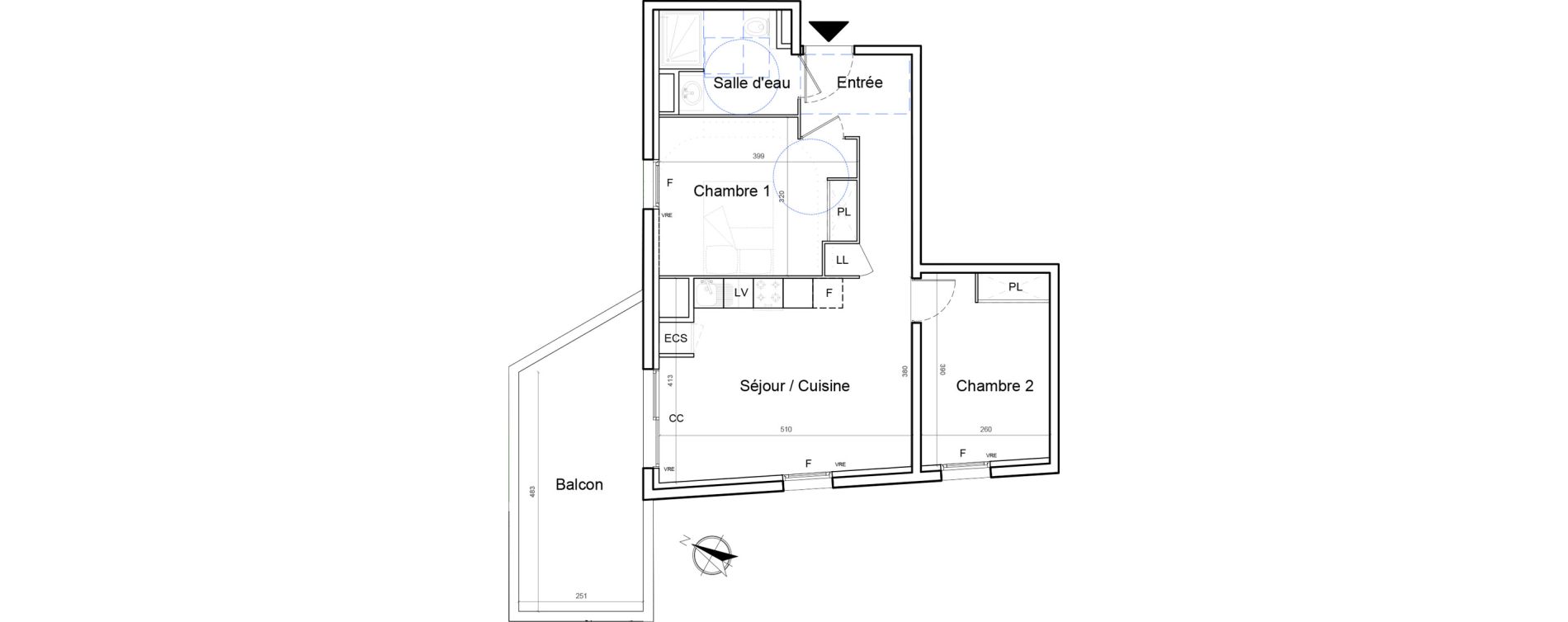Appartement T3 de 53,68 m2 &agrave; Montpellier Lemasson