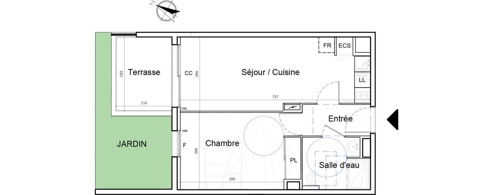 Appartement T2 de 40,53 m2 &agrave; Montpellier Lemasson