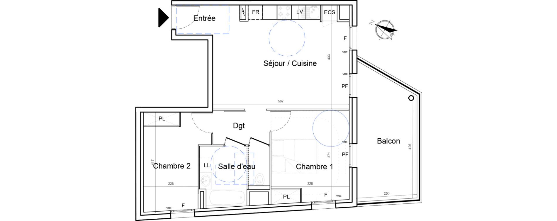 Appartement T3 de 58,18 m2 &agrave; Montpellier Lemasson