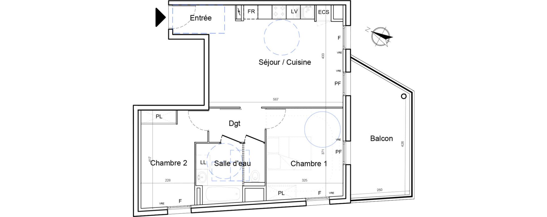 Appartement T3 de 58,18 m2 &agrave; Montpellier Lemasson